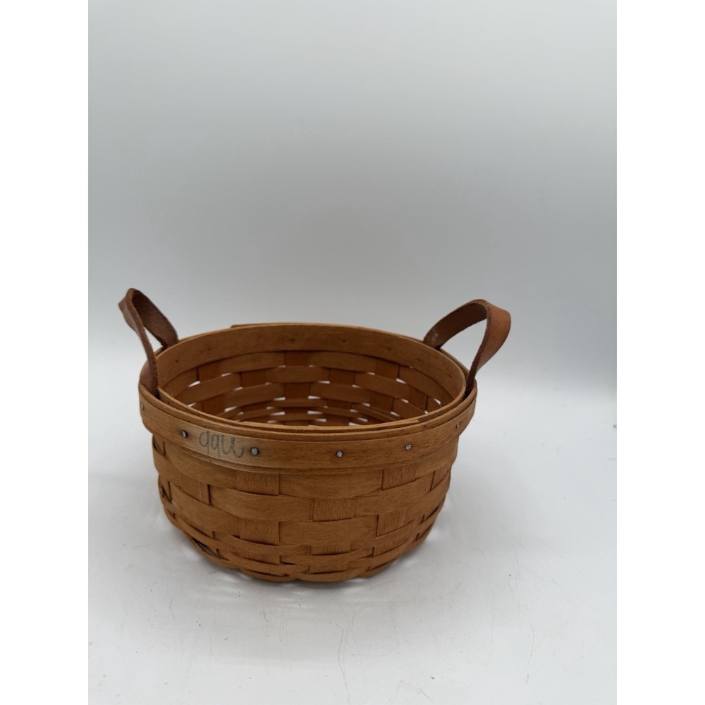 🧺 Longaberger 1993 Button Basket w/ Leather Handles – Damaged ⚠️✨